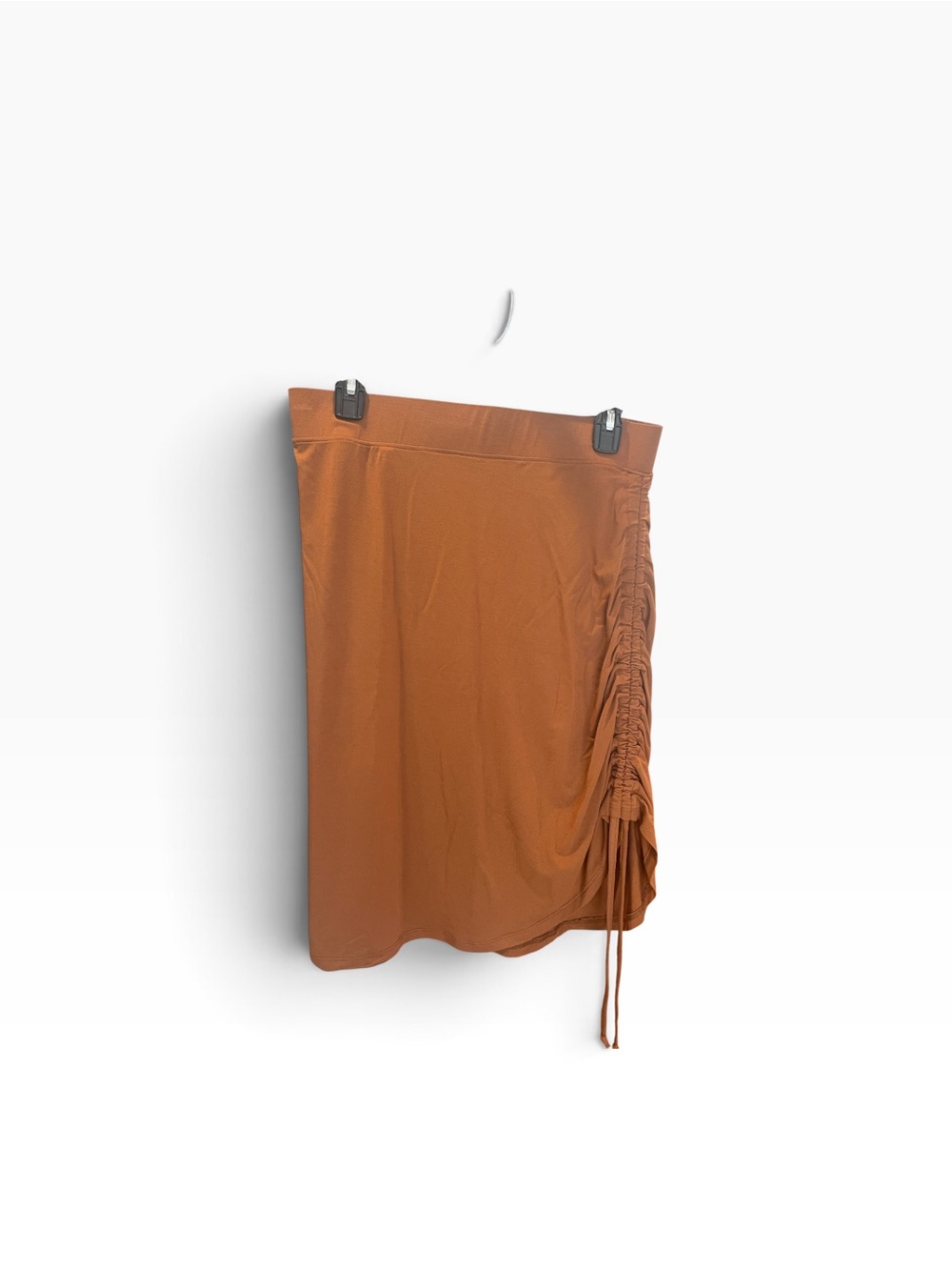 Asymmetrical Caramel Drawstring Ruched Side Skirt